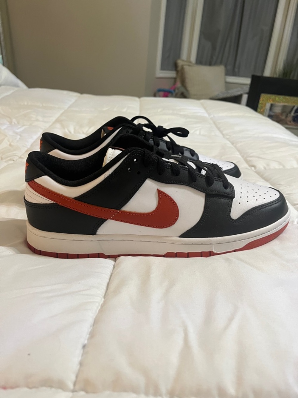 Men's Black White and Burnt Orange Low-Top Nike Sneakers